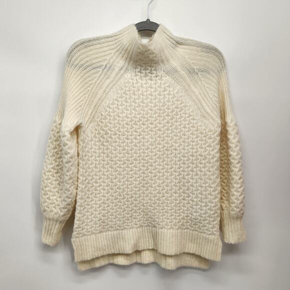 Anthropologie Cream Alpaca Blend Bia Chunky Knit Tunic Sweater Women's XS - Picture 2 of 11